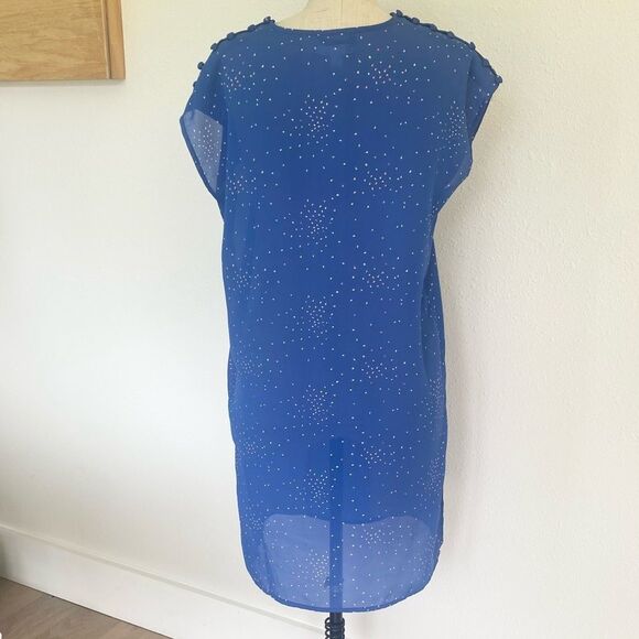 Lux Blue With Colorful Confetti Speckles Party Dress Size XS Runs Big! - Picture 2 of 4